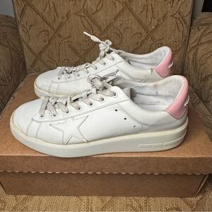 Golden Goose PURESTAR Low Top‎ Sneaker (white / pink glitter) Size 39